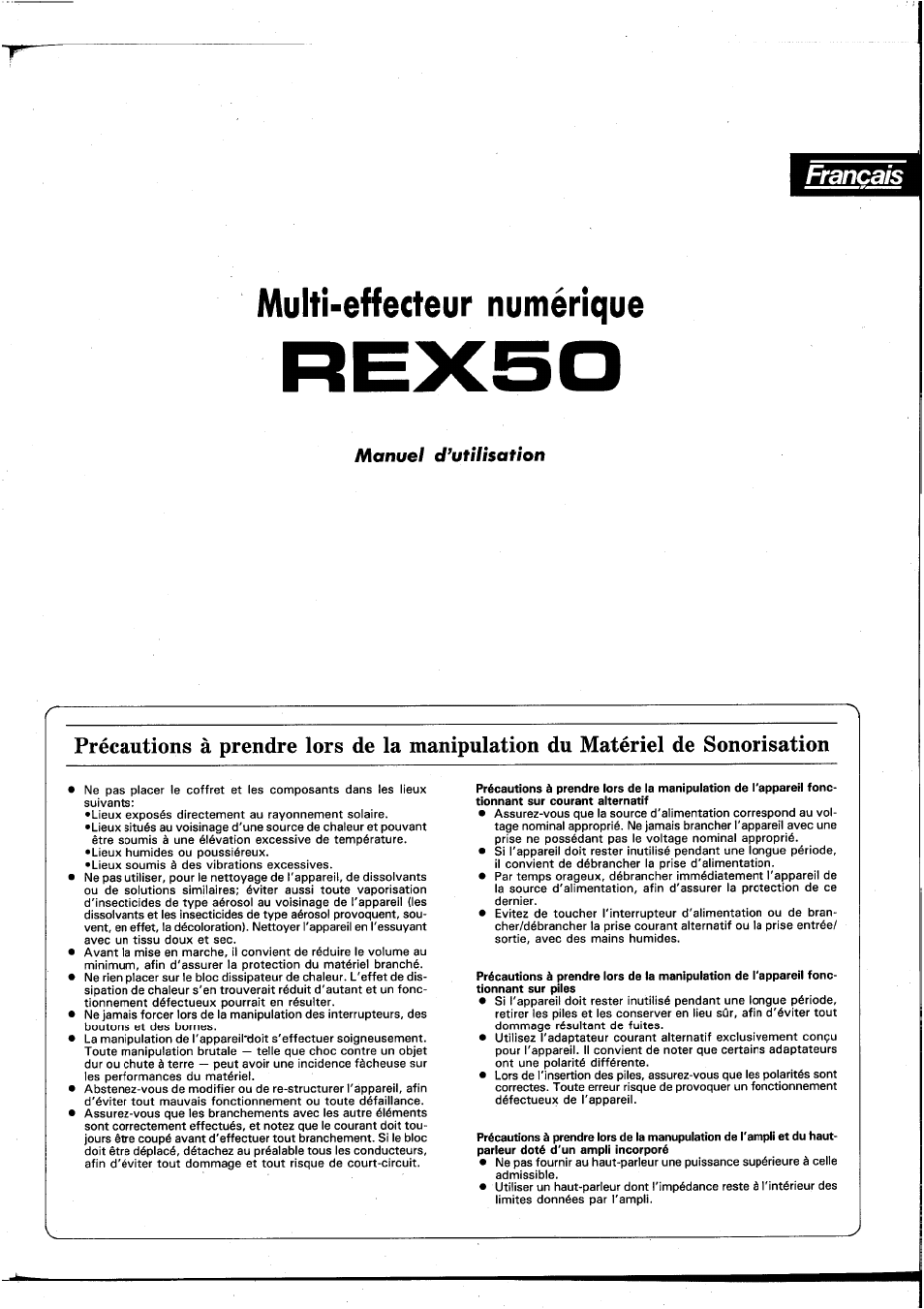 Multi-effecteur numérique | Yamaha REX50 User Manual | Page 39 / 115