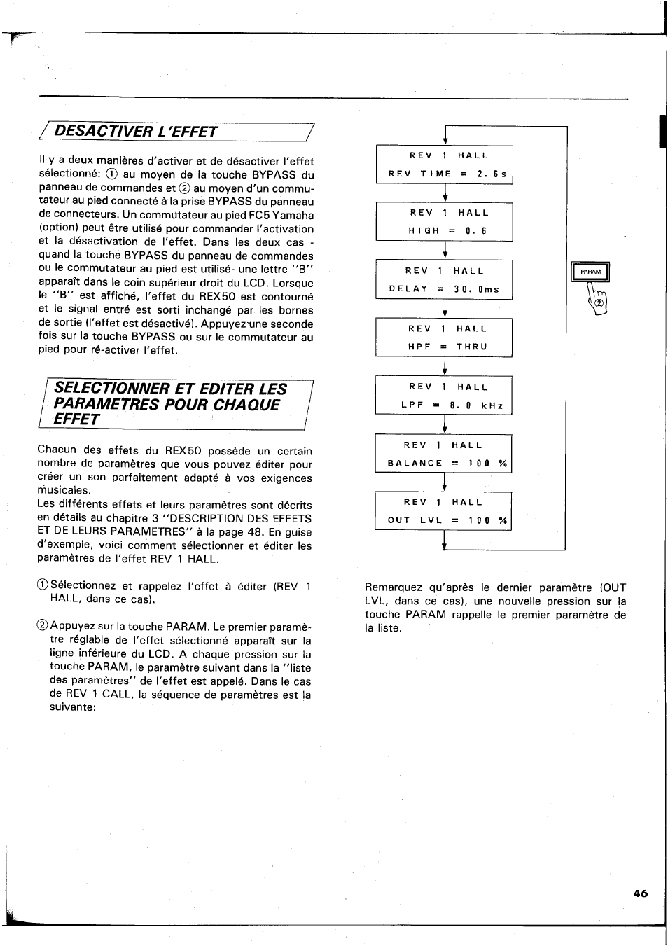 Desactiver l'effet | Yamaha REX50 User Manual | Page 47 / 115