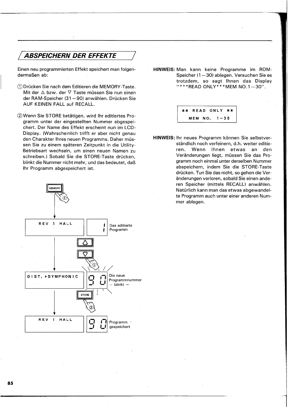 Abspeichern der effekte | Yamaha REX50 User Manual | Page 86 / 115