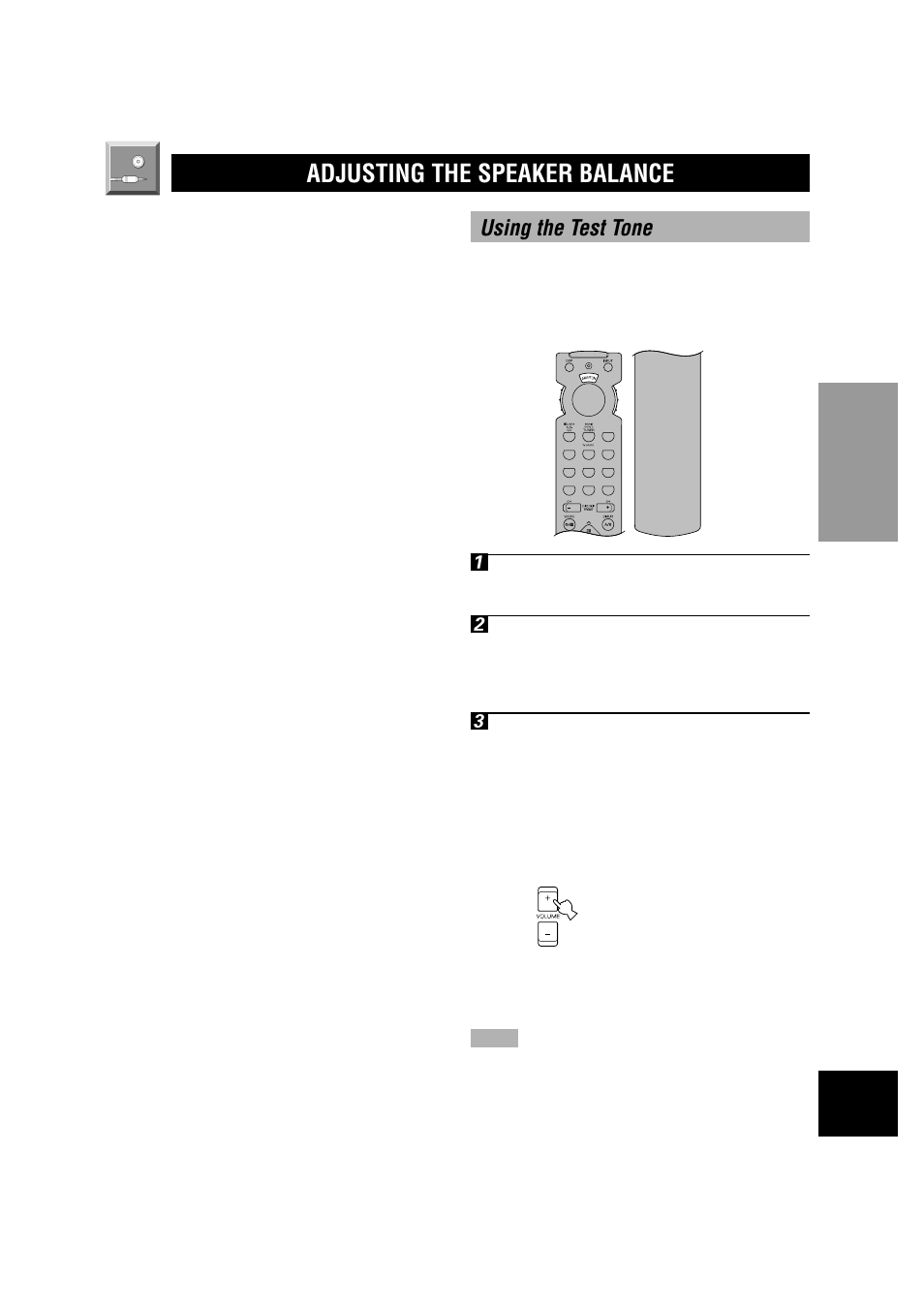 Adjusting the speaker balance, Using the test tone | Yamaha DSP-A5 User Manual | Page 19 / 63