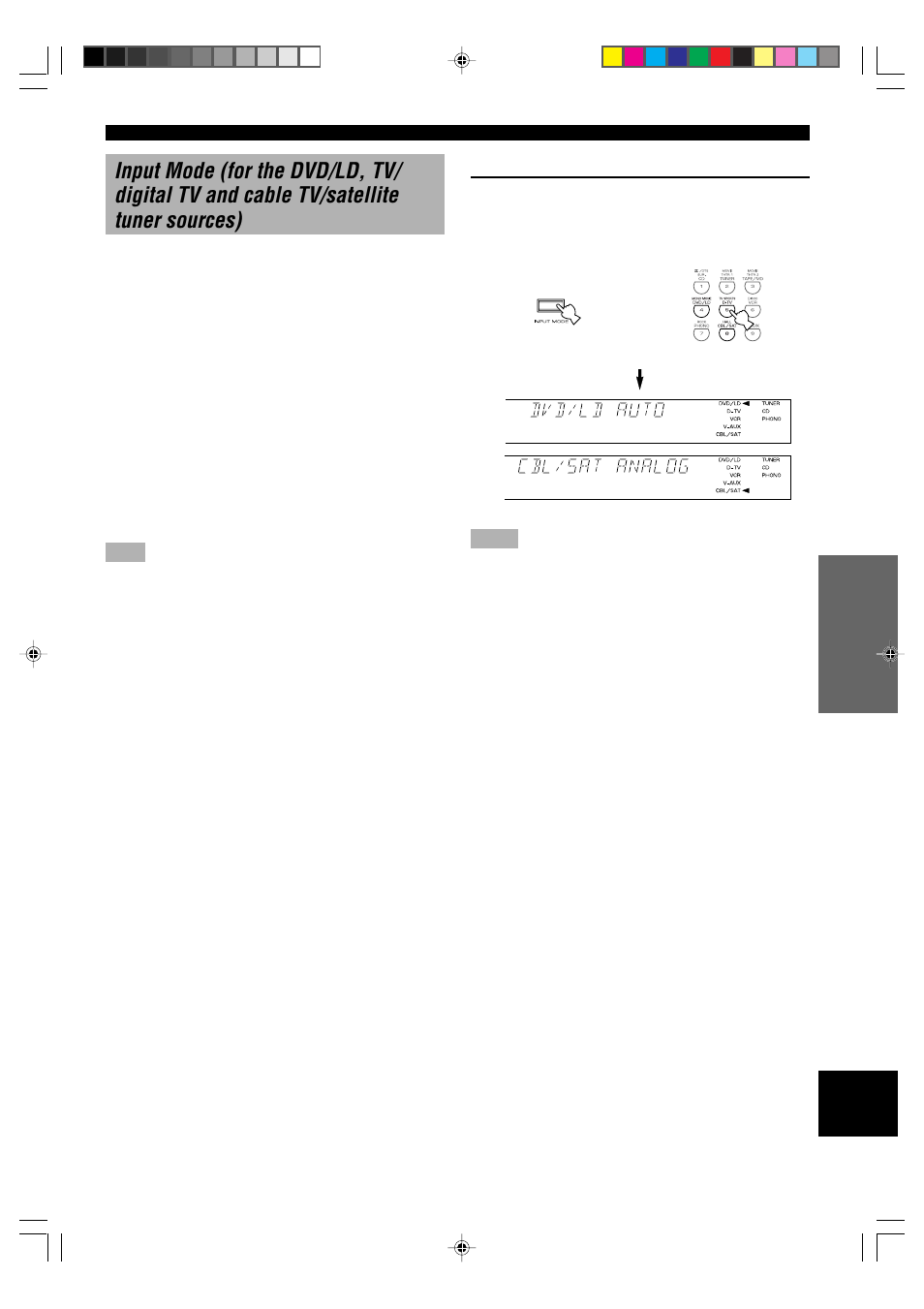 Auto, Analog, Switching the input mode | Yamaha DSP-A5 User Manual | Page 23 / 63