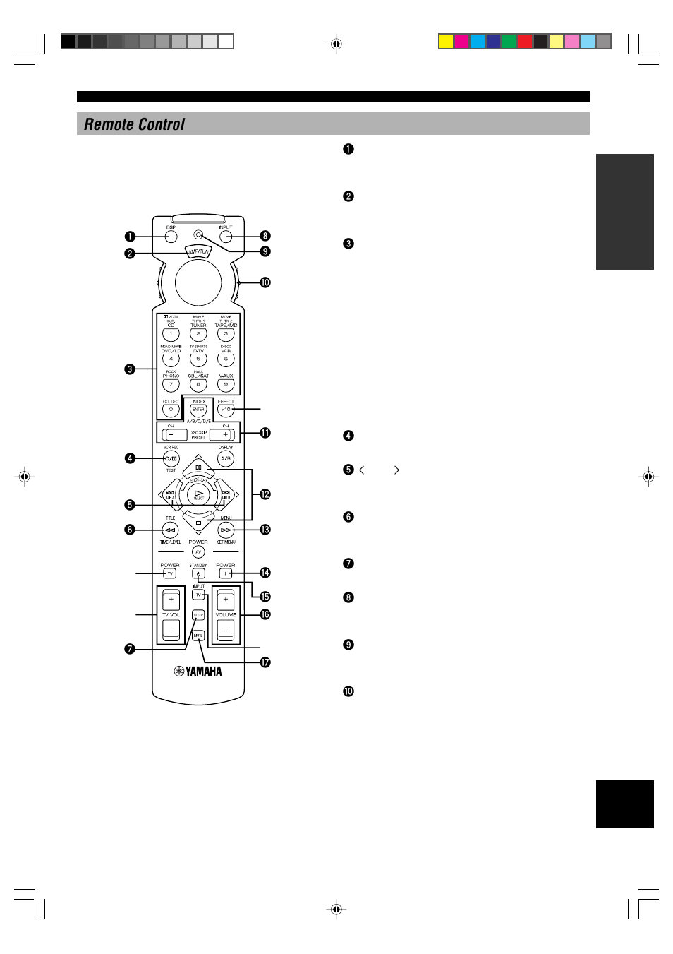 Remote control | Yamaha DSP-A5 User Manual | Page 9 / 63
