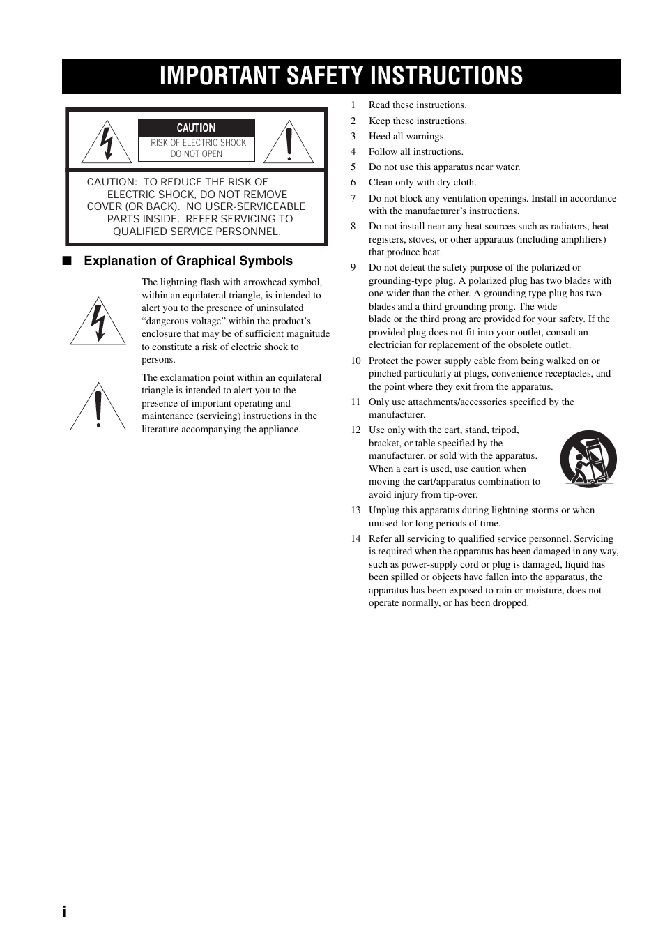 Important safety instructions | Yamaha YSP-1000 User Manual | Page 2 / 106