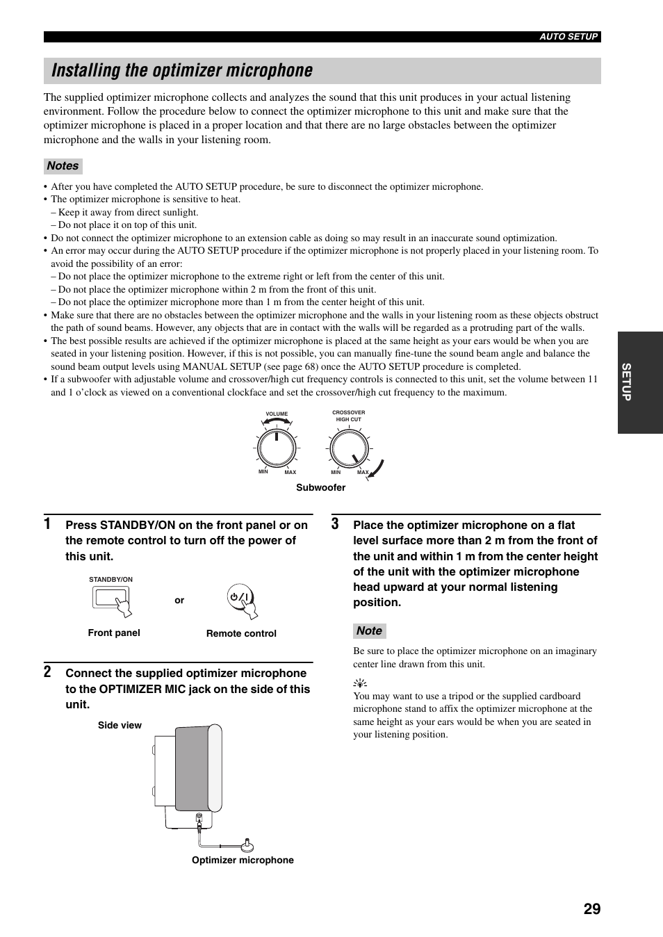 Installing the optimizer microphone | Yamaha YSP-1000 User Manual | Page 33 / 106