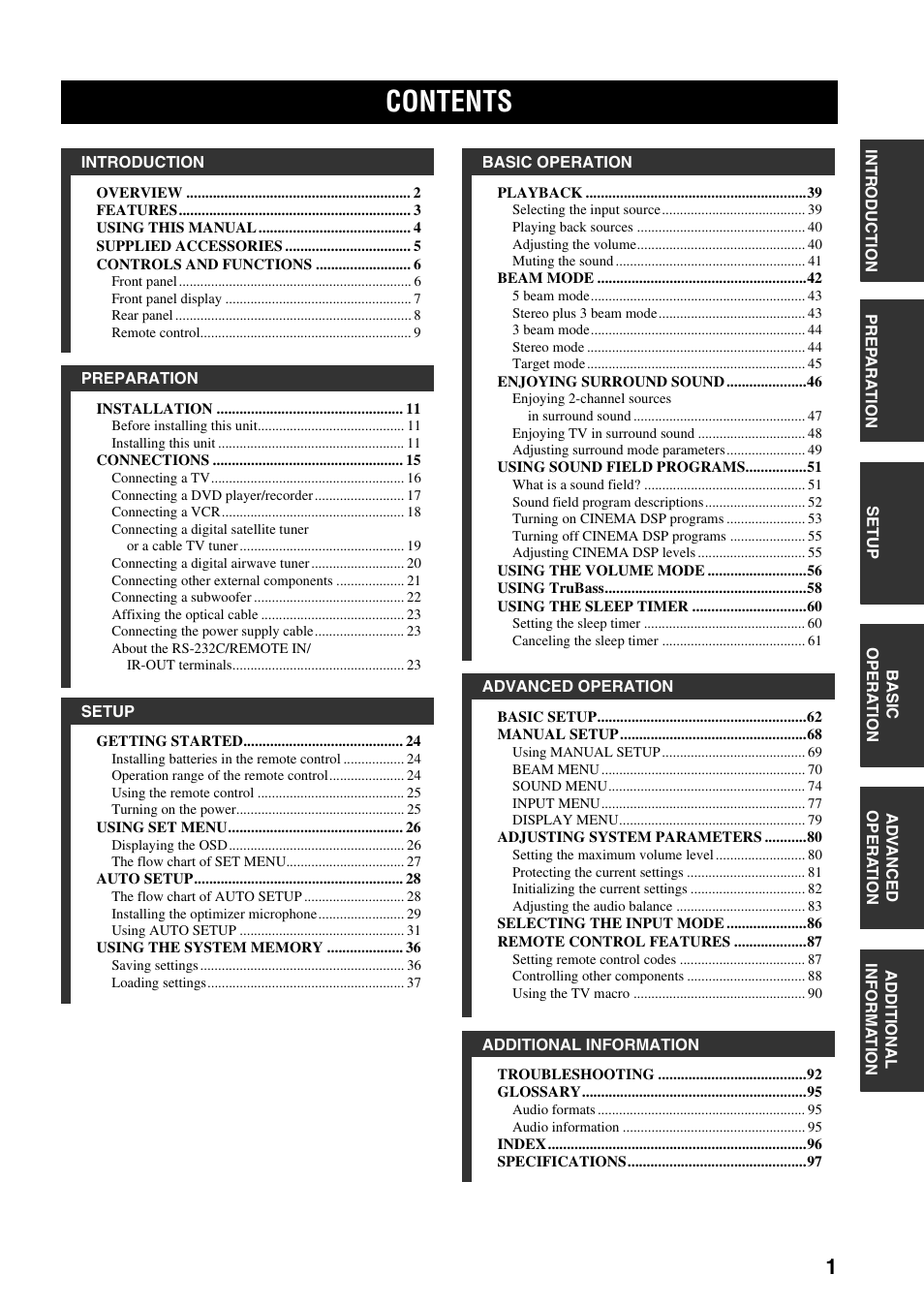 Yamaha YSP-1000 User Manual | Page 5 / 106