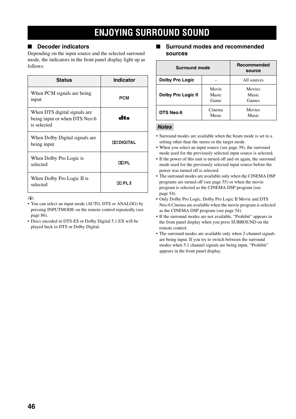 Enjoying surround sound | Yamaha YSP-1000 User Manual | Page 50 / 106