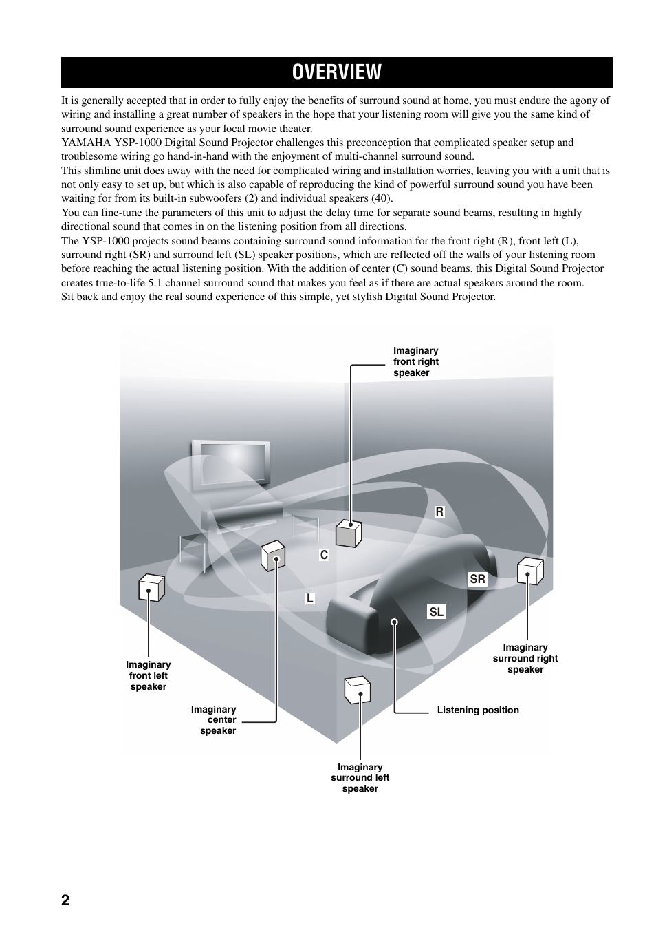 Introduction, Overview | Yamaha YSP-1000 User Manual | Page 6 / 106