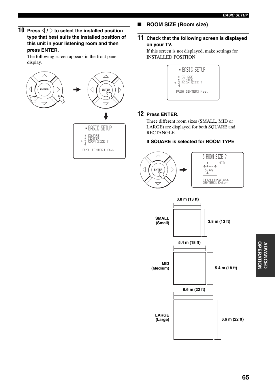 Basic setup, 3 room size, Room size (room size) | Yamaha YSP-1000 User Manual | Page 69 / 106