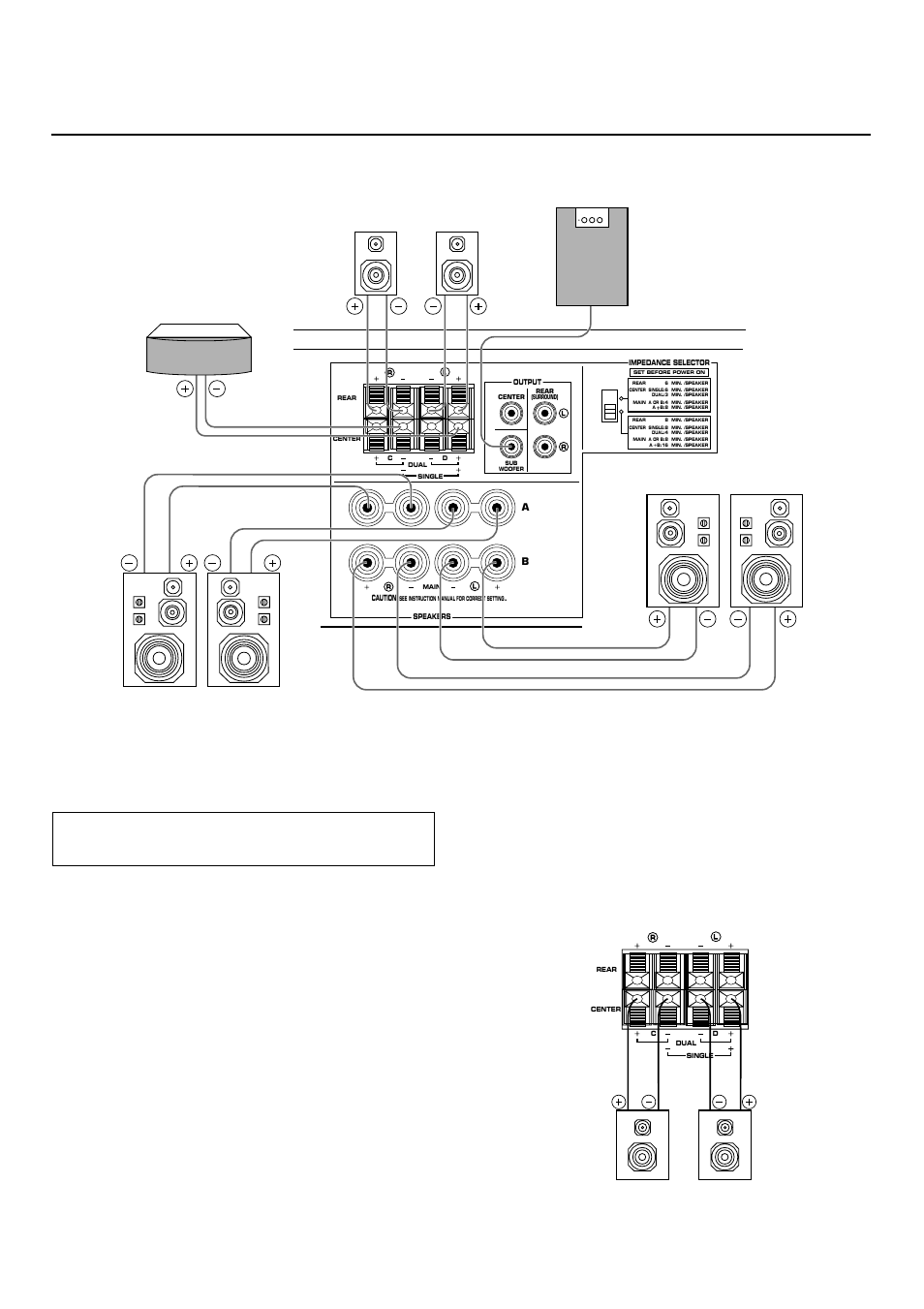 12 connecting speakers, Rear speaker, Center speaker | Center speaker (europe model) | Yamaha RX-V393RDS User Manual | Page 12 / 46