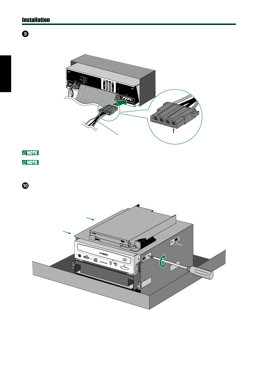 Installation 27, Top bottom 4-pin power cable | Yamaha CD REWRITABLE DRIVE CRW8824S-NB User Manual | Page 35 / 51