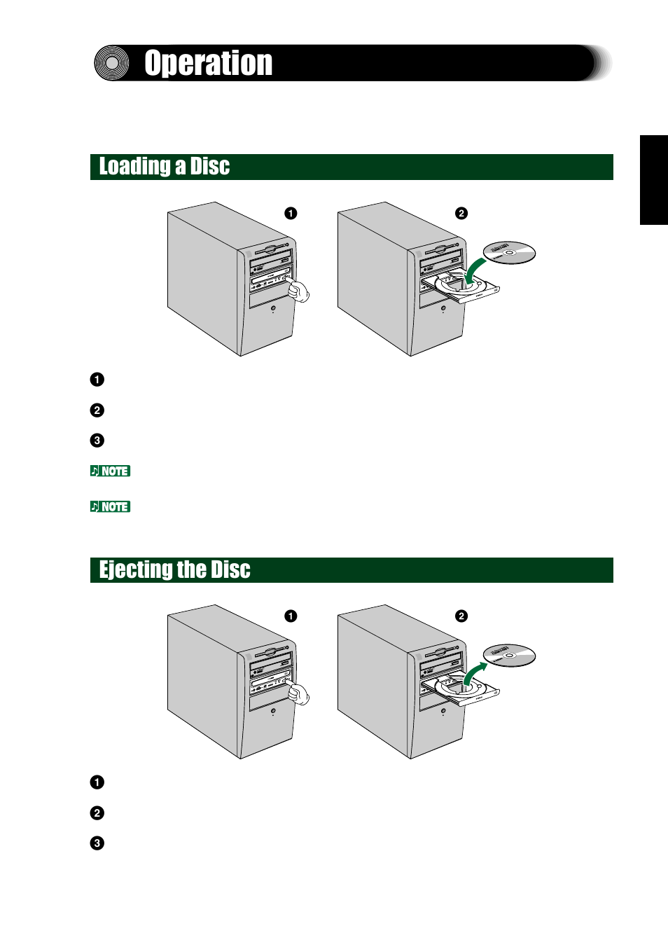 Operation, Loading a disc, Ejecting the disc | Yamaha CD REWRITABLE DRIVE CRW8824S-NB User Manual | Page 38 / 51