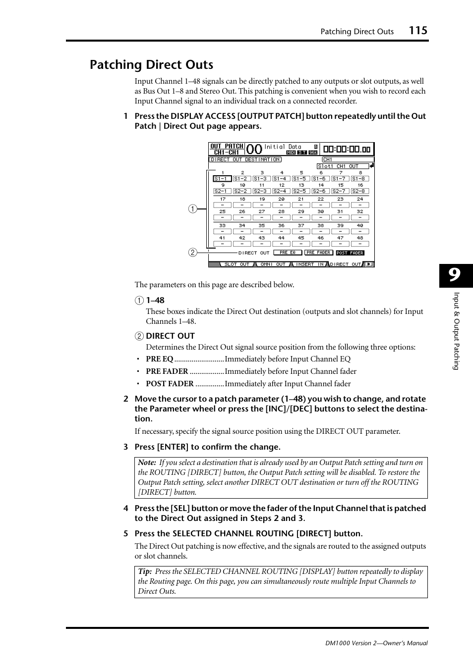 Patching direct outs | Yamaha 006IPTO-F0 User Manual | Page 115 / 388