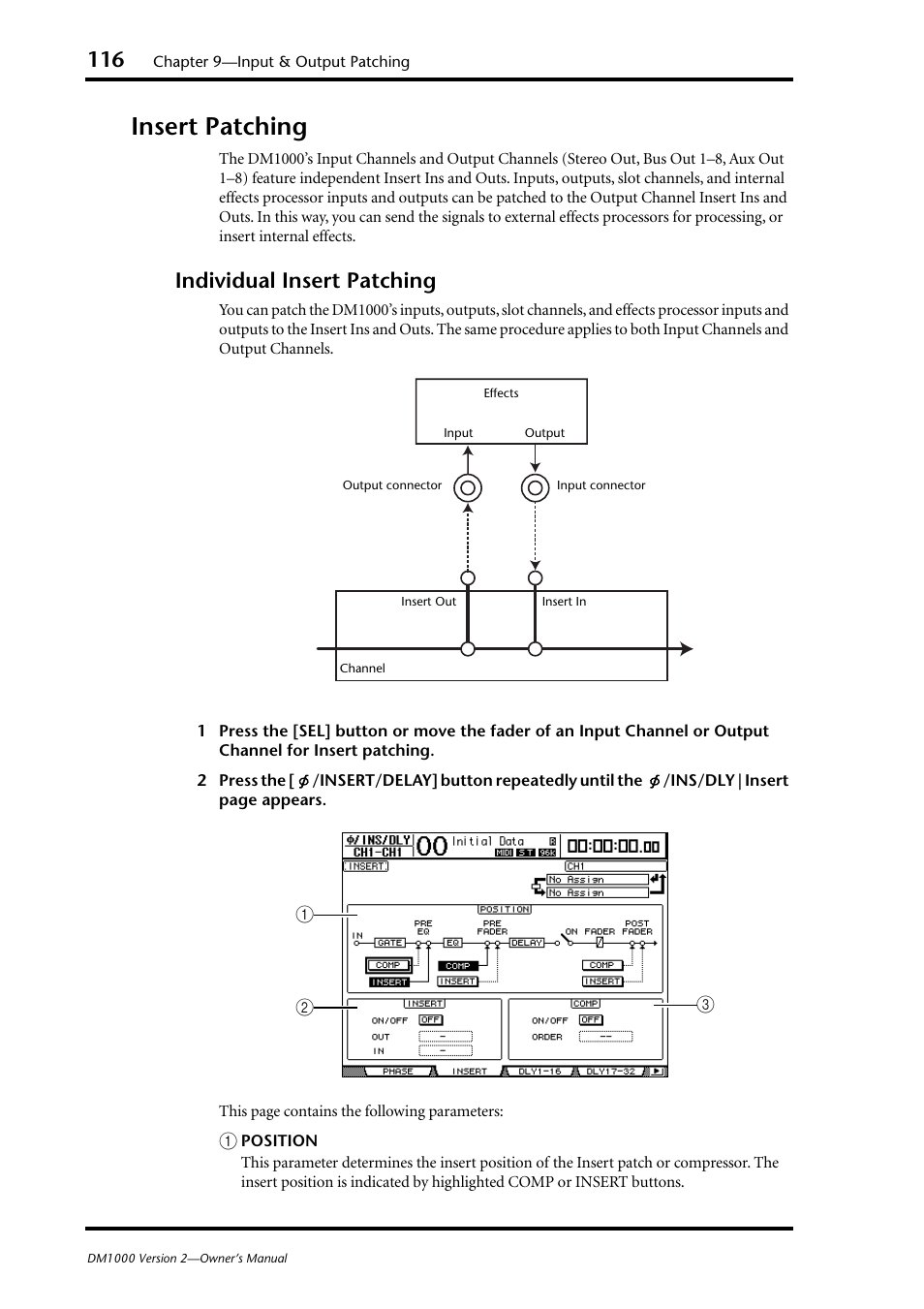 Insert patching, Individual insert patching | Yamaha 006IPTO-F0 User Manual | Page 116 / 388