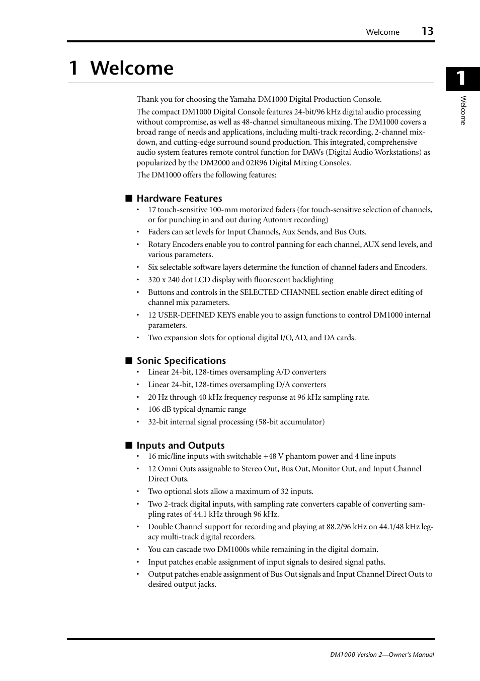 1 welcome, Welcome | Yamaha 006IPTO-F0 User Manual | Page 13 / 388