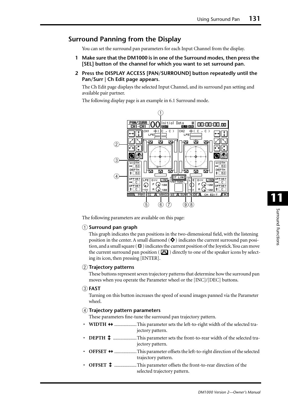 Surround panning from the display | Yamaha 006IPTO-F0 User Manual | Page 131 / 388