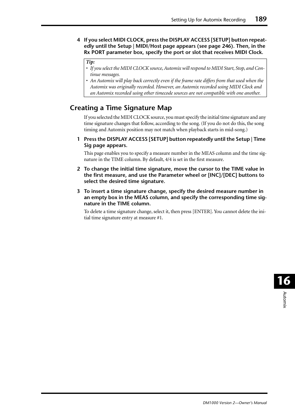 Creating a time signature map | Yamaha 006IPTO-F0 User Manual | Page 189 / 388