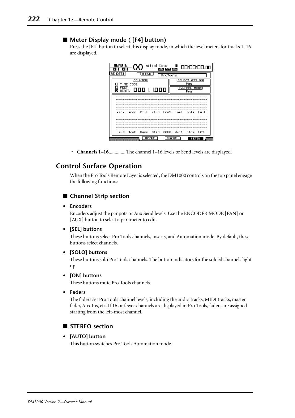 Control surface operation | Yamaha 006IPTO-F0 User Manual | Page 222 / 388