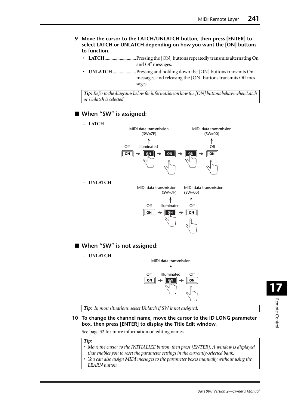 When “sw” is assigned, When “sw” is not assigned | Yamaha 006IPTO-F0 User Manual | Page 241 / 388