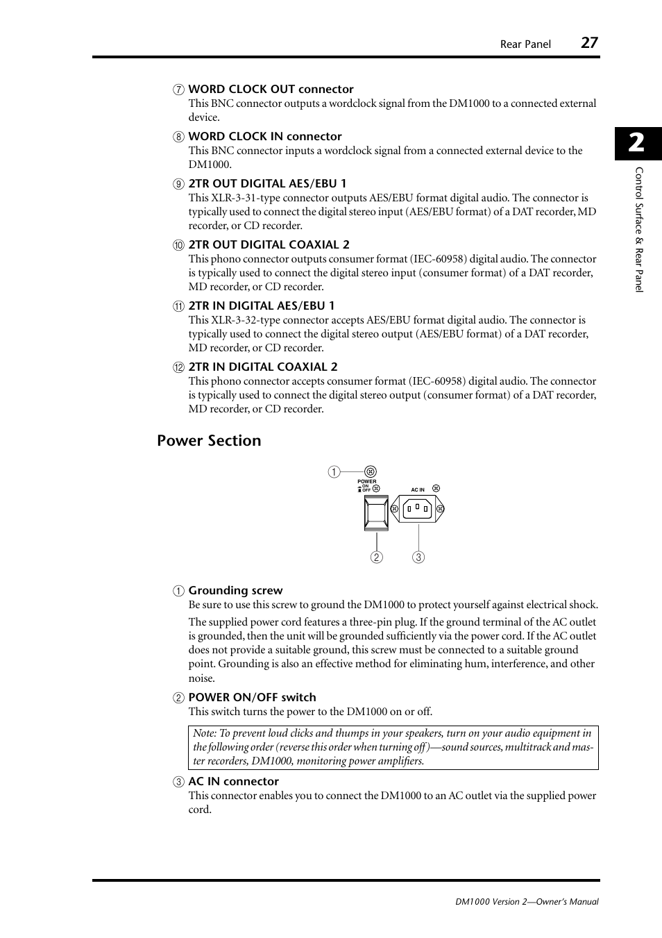 Power section (p. 27) | Yamaha 006IPTO-F0 User Manual | Page 27 / 388