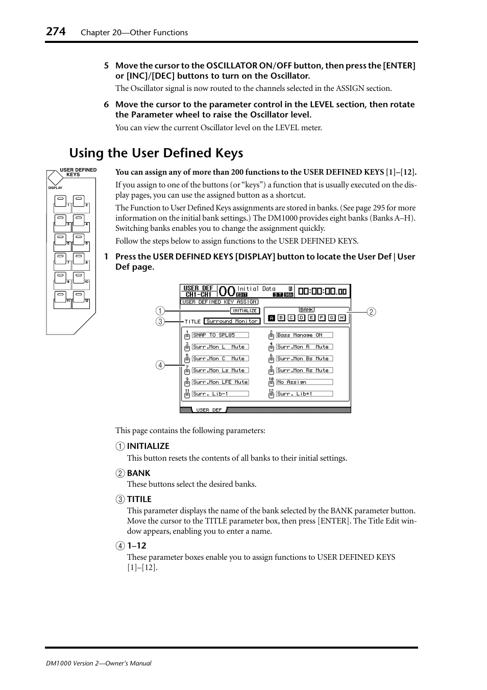 Using the user defined keys | Yamaha 006IPTO-F0 User Manual | Page 274 / 388