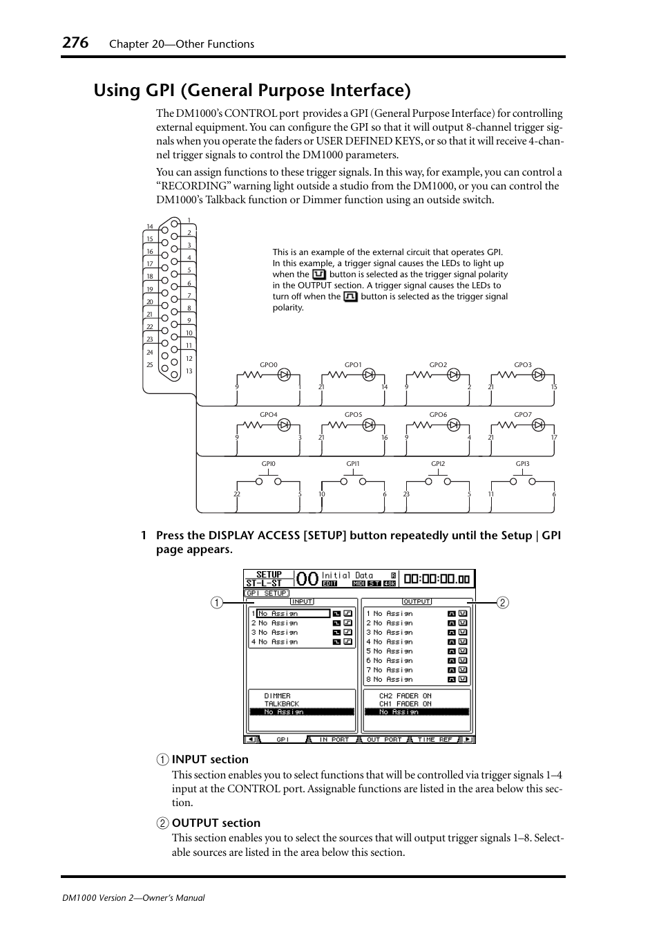 Using gpi (general purpose interface), Chapter 20—other functions | Yamaha 006IPTO-F0 User Manual | Page 276 / 388