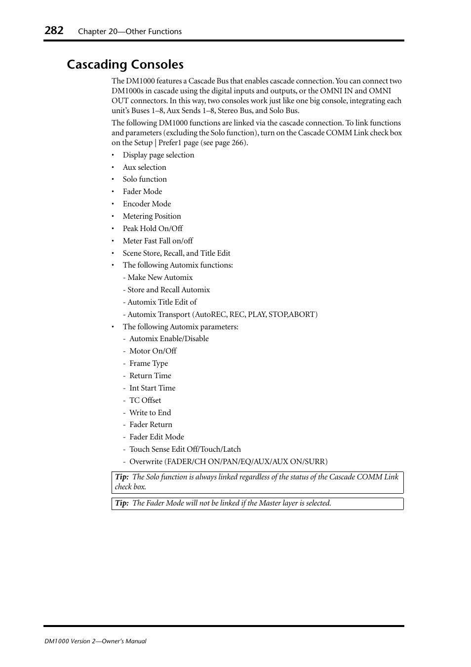 Cascading consoles | Yamaha 006IPTO-F0 User Manual | Page 282 / 388