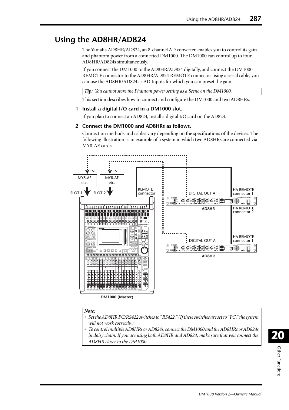 Using the ad8hr/ad824 | Yamaha 006IPTO-F0 User Manual | Page 287 / 388