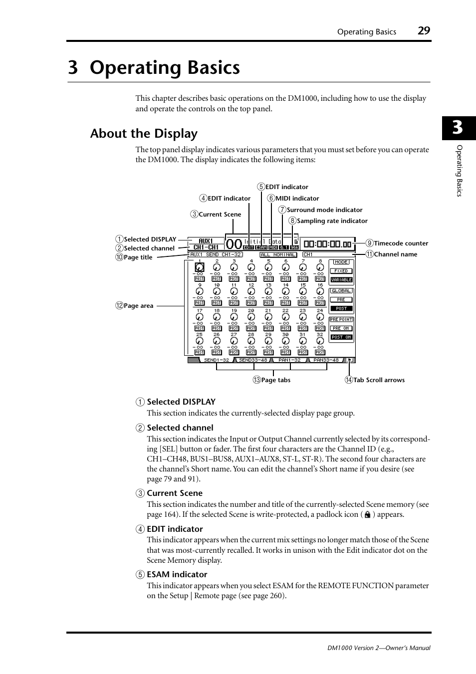 3 operating basics, About the display, Operating basics | Yamaha 006IPTO-F0 User Manual | Page 29 / 388