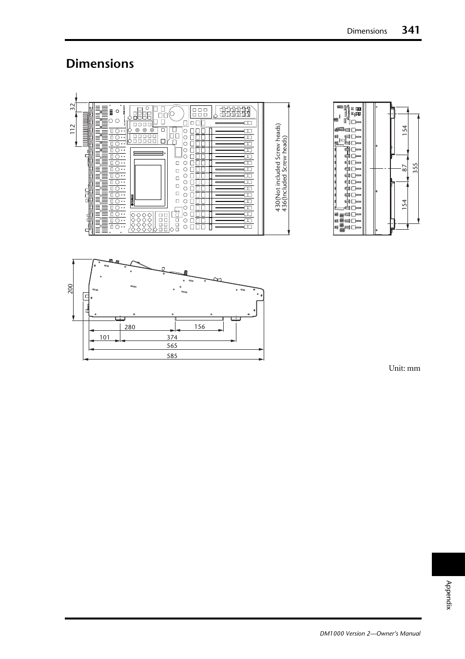 Dimensions | Yamaha 006IPTO-F0 User Manual | Page 341 / 388