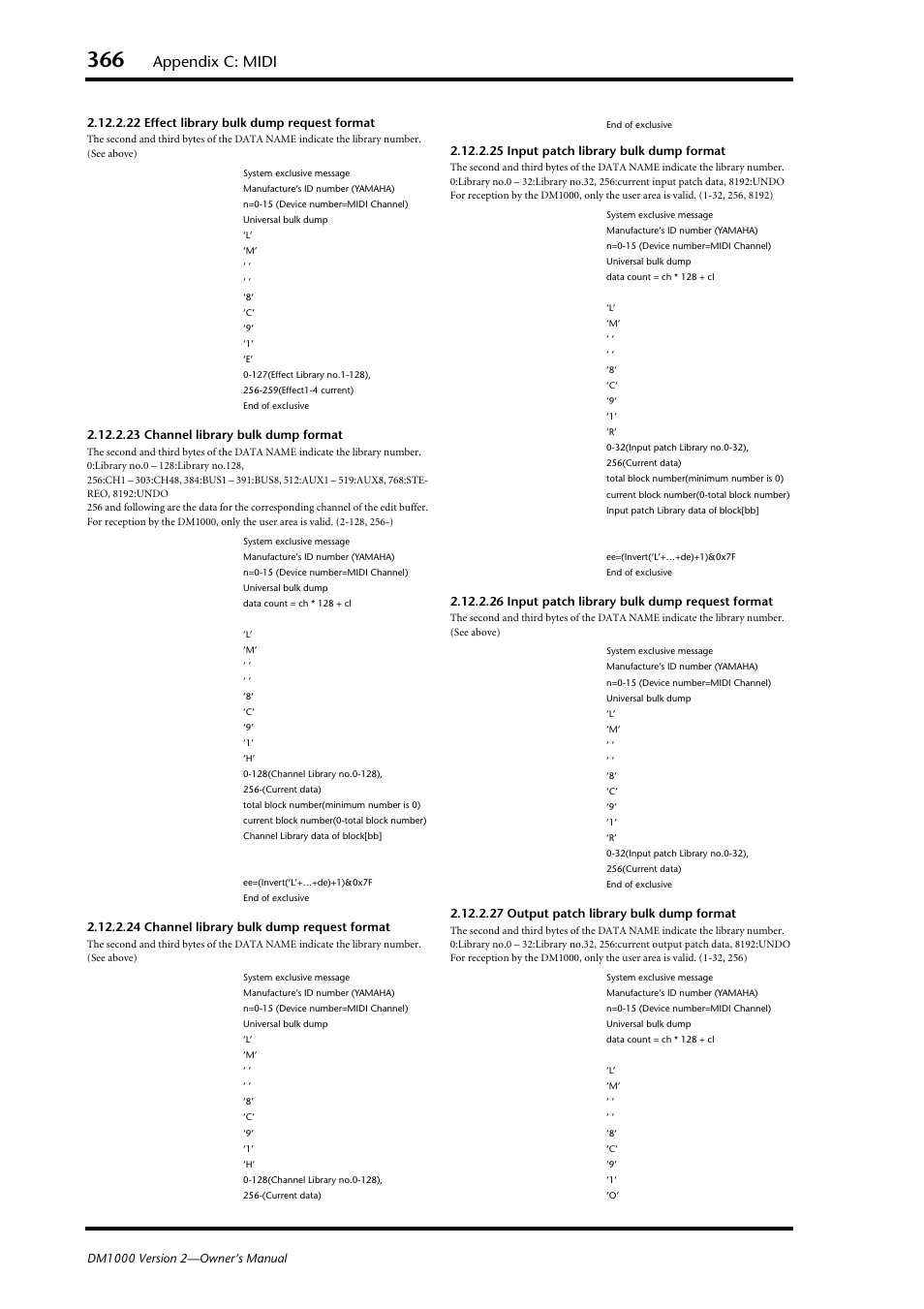 Appendix c: midi | Yamaha 006IPTO-F0 User Manual | Page 366 / 388