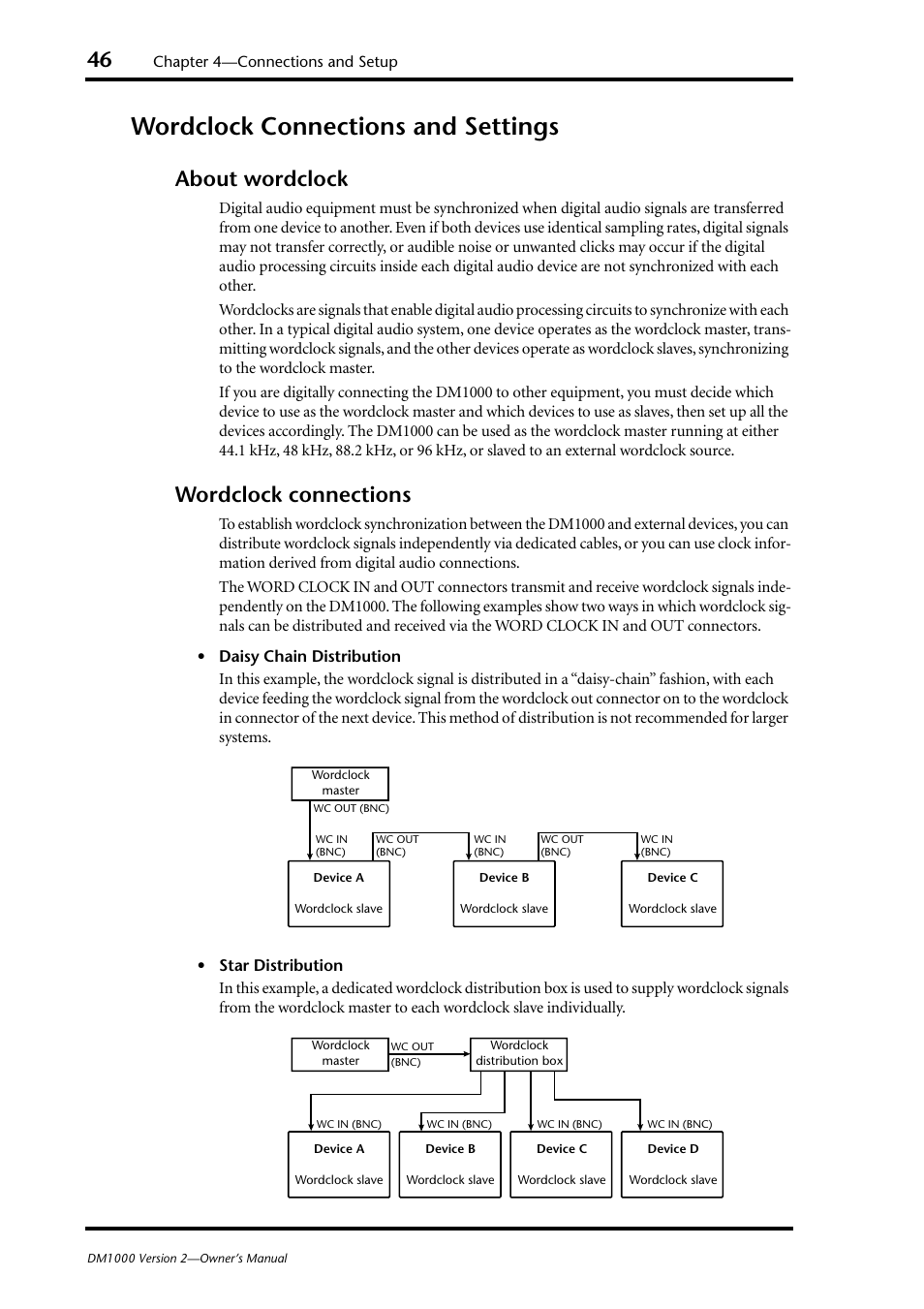 Wordclock connections and settings, About wordclock, Wordclock connections | Yamaha 006IPTO-F0 User Manual | Page 46 / 388