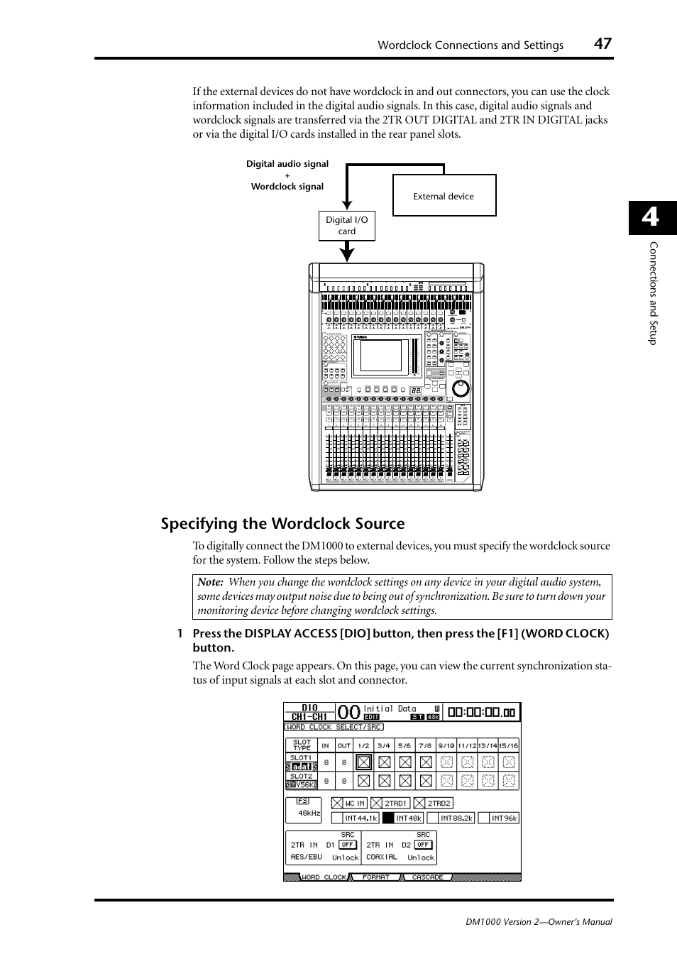 Specifying the wordclock source | Yamaha 006IPTO-F0 User Manual | Page 47 / 388