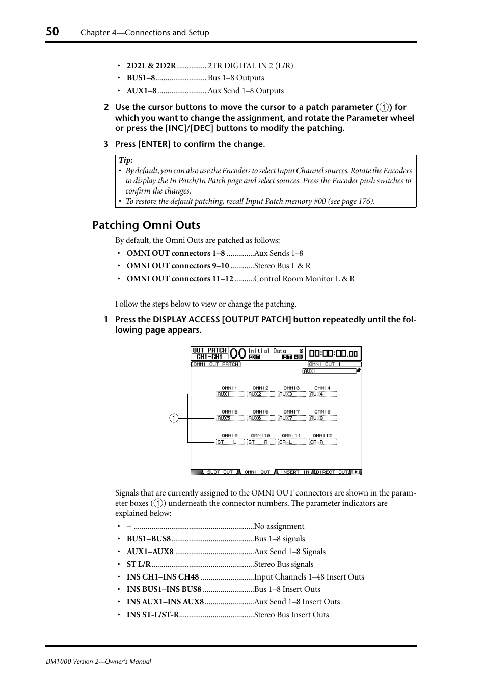 Patching omni outs | Yamaha 006IPTO-F0 User Manual | Page 50 / 388