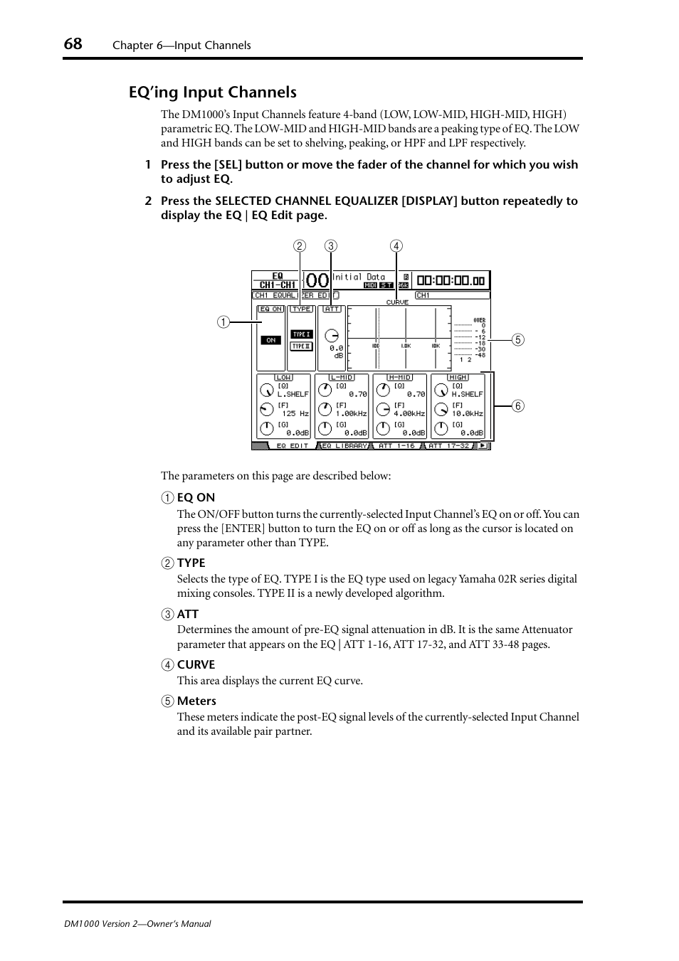 Eq’ing input channels | Yamaha 006IPTO-F0 User Manual | Page 68 / 388