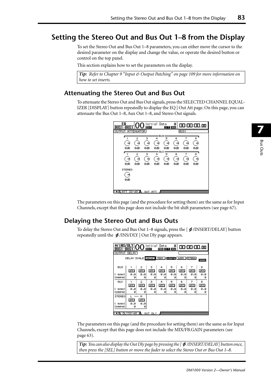 Attenuating the stereo out and bus out, Delaying the stereo out and bus outs | Yamaha 006IPTO-F0 User Manual | Page 83 / 388