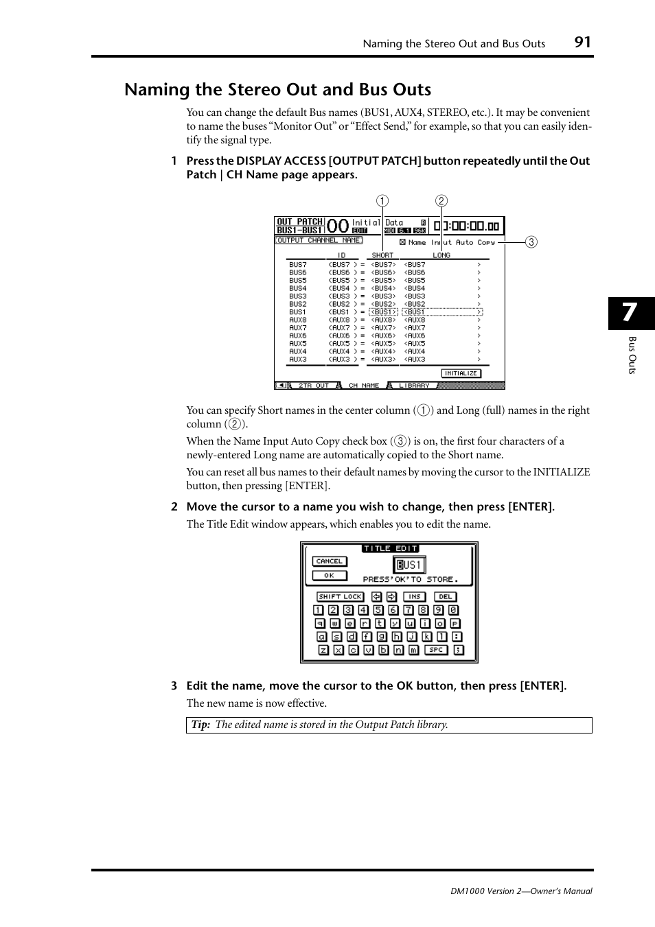 Naming the stereo out and bus outs | Yamaha 006IPTO-F0 User Manual | Page 91 / 388