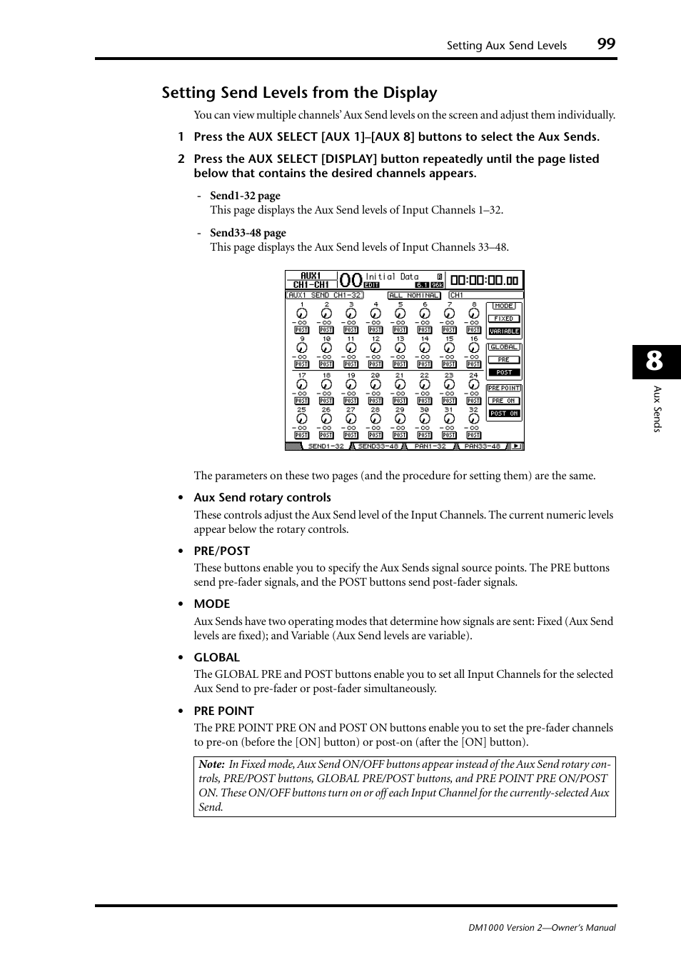 Setting send levels from the display | Yamaha 006IPTO-F0 User Manual | Page 99 / 388