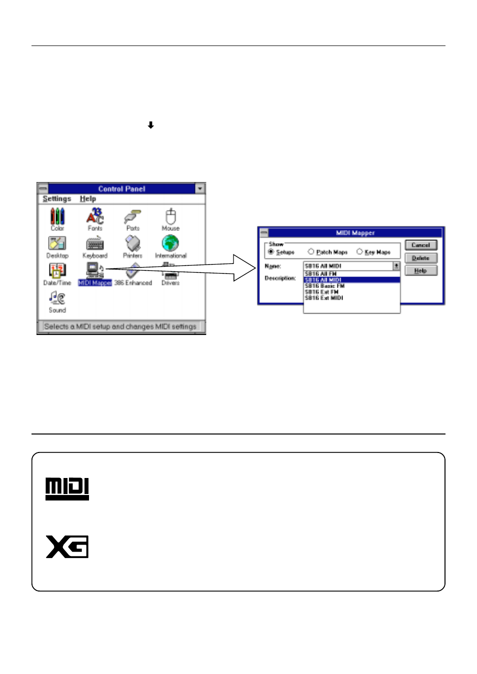 Setting up midi mapper, About the gm and xg | Yamaha DB50XG User Manual | Page 4 / 46