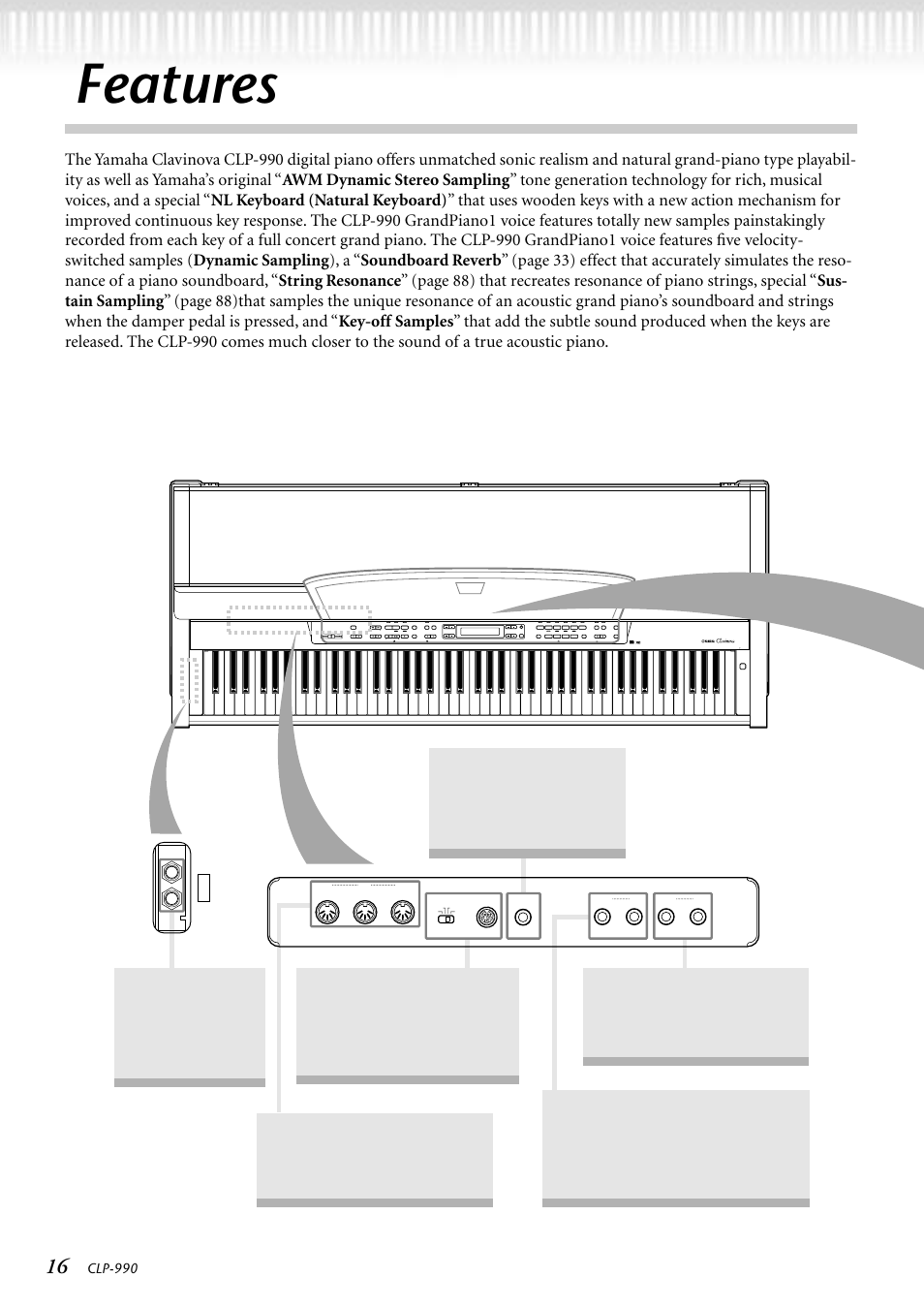 Features | Yamaha CLP-990M  EN User Manual | Page 16 / 111