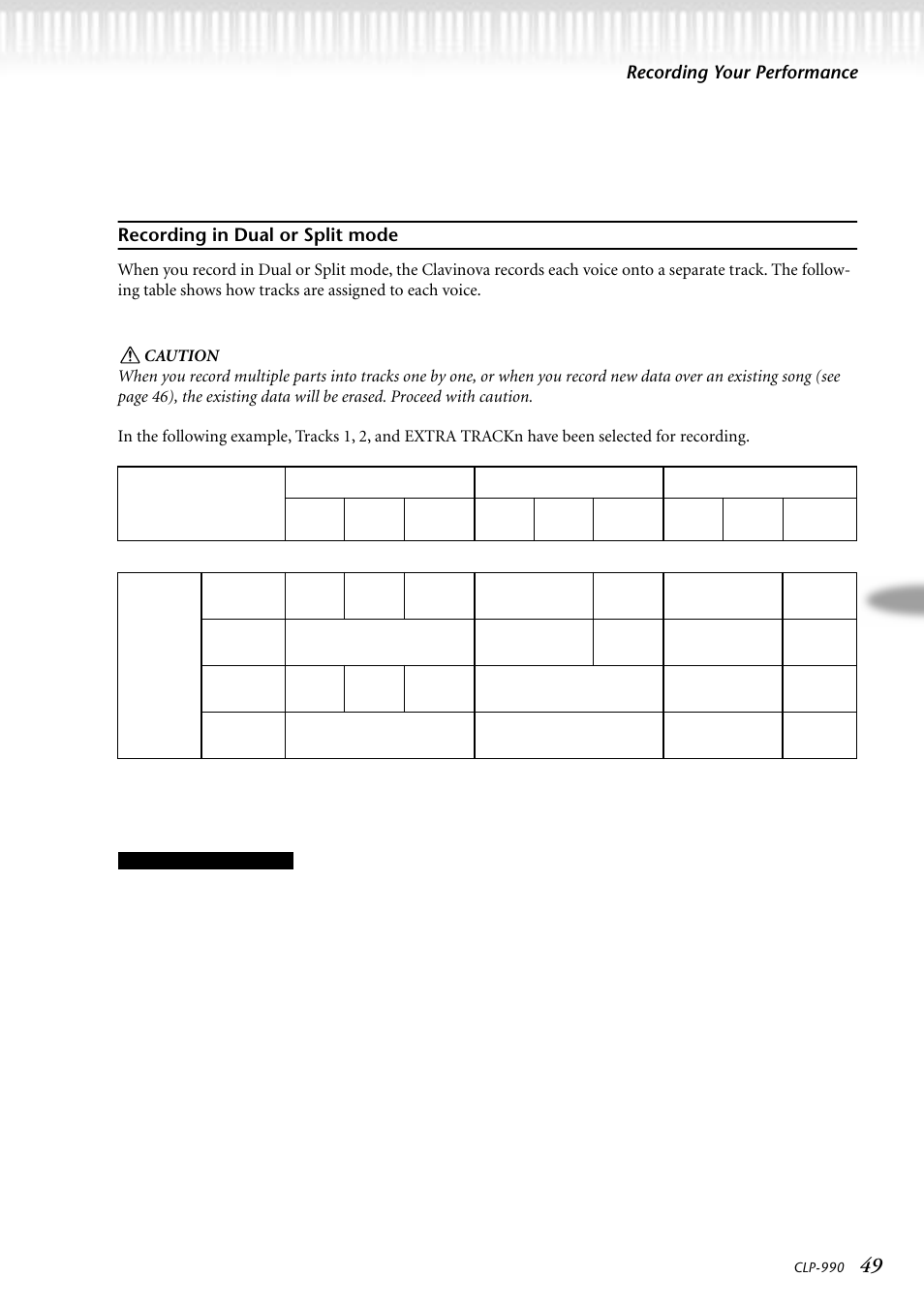 Recording in dual or split mode | Yamaha CLP-990M  EN User Manual | Page 49 / 111