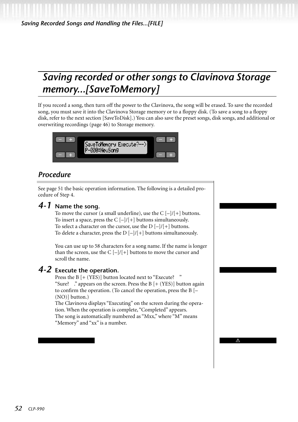 Procedure | Yamaha CLP-990M  EN User Manual | Page 52 / 111