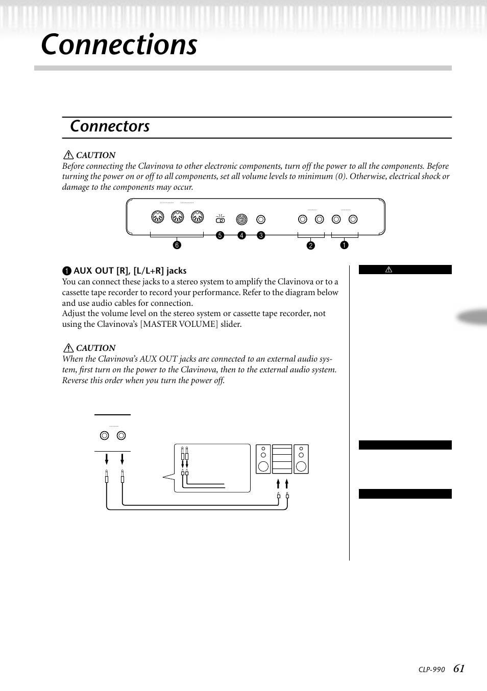 Connections, Connectors | Yamaha CLP-990M  EN User Manual | Page 61 / 111