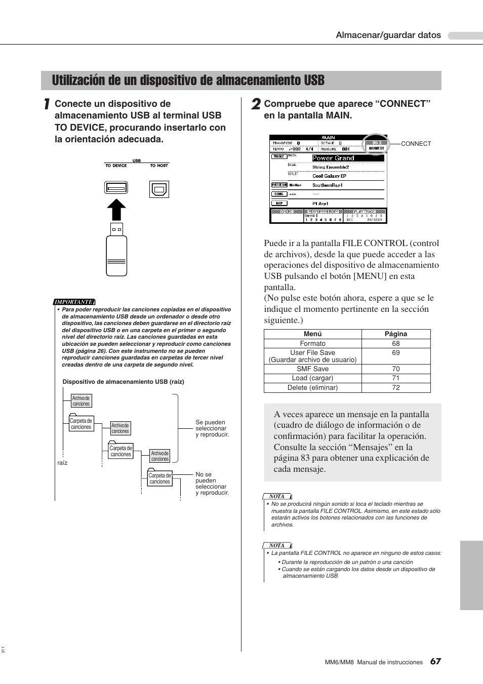 Almacenar/guardar datos | Yamaha MM8  EU User Manual | Page 67 / 116