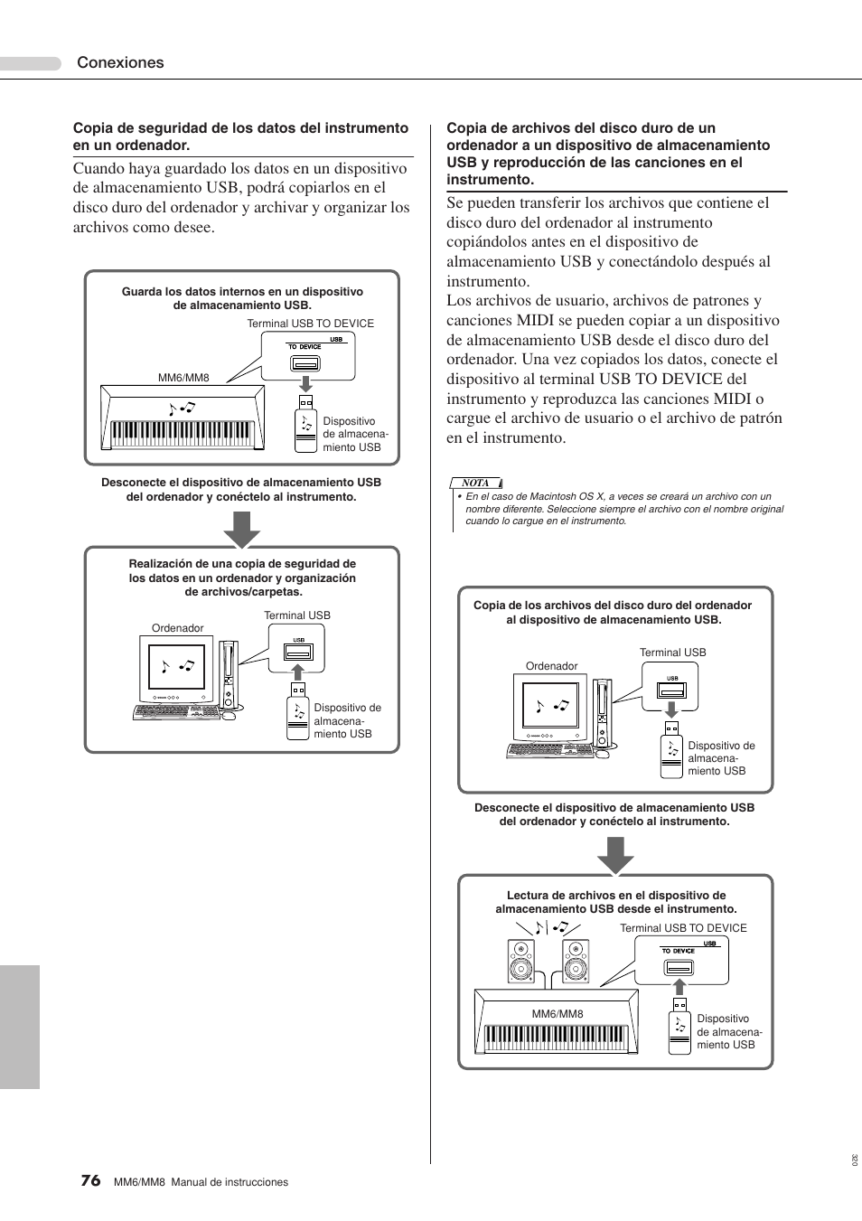 Conexiones | Yamaha MM8  EU User Manual | Page 76 / 116