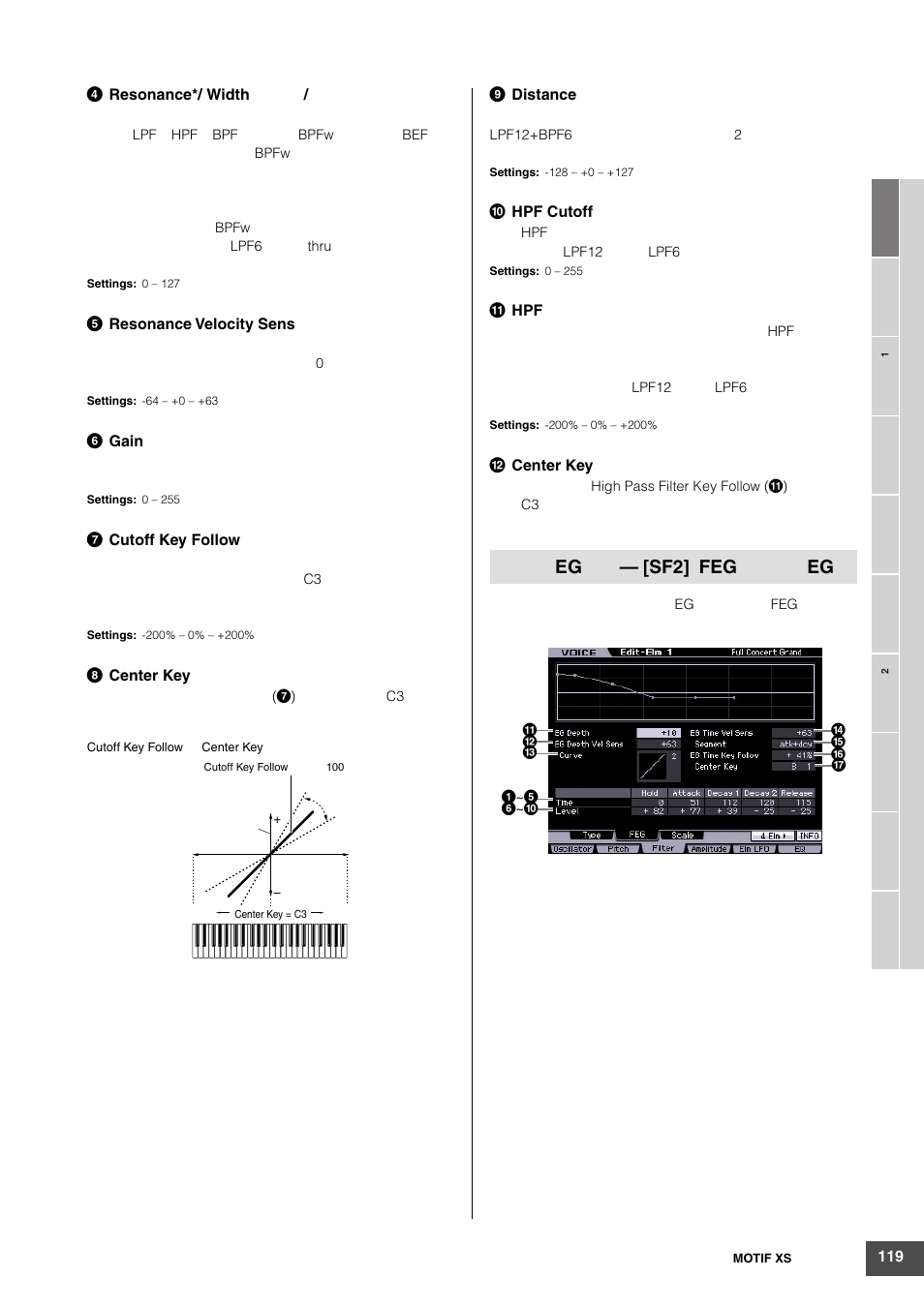 Eg — [sf2] feg eg | Yamaha MOTIF XS6 User Manual | Page 119 / 320