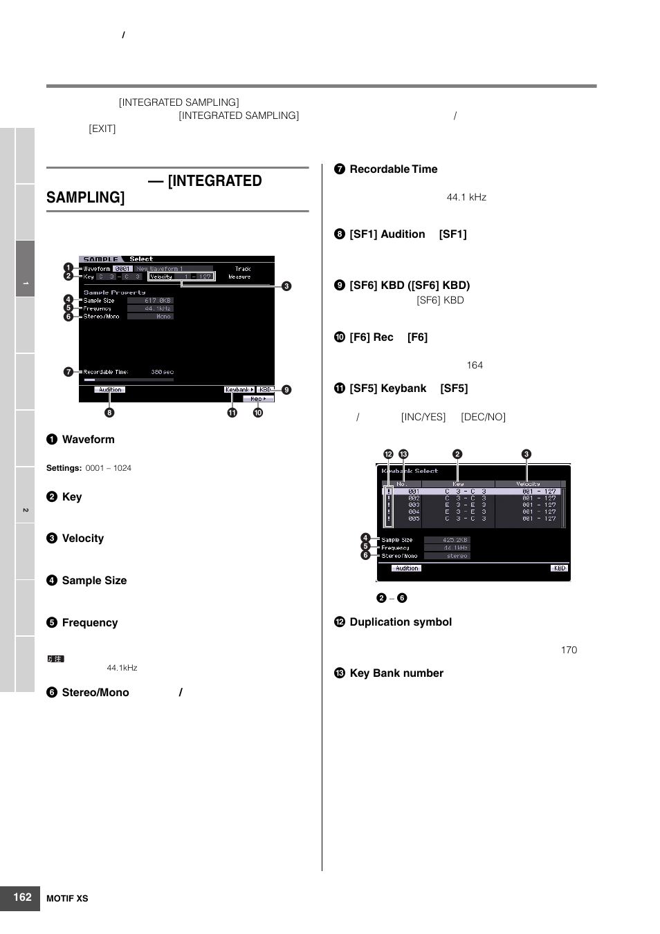 Integrated, Sampling | Yamaha MOTIF XS6 User Manual | Page 162 / 320