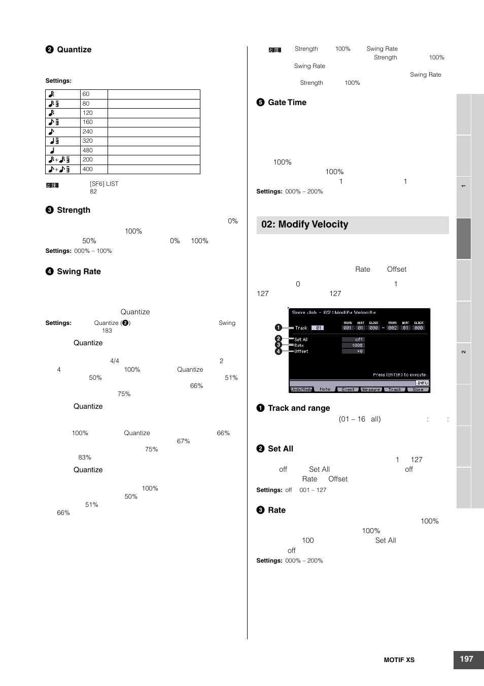 Modify velocity | Yamaha MOTIF XS6 User Manual | Page 197 / 320