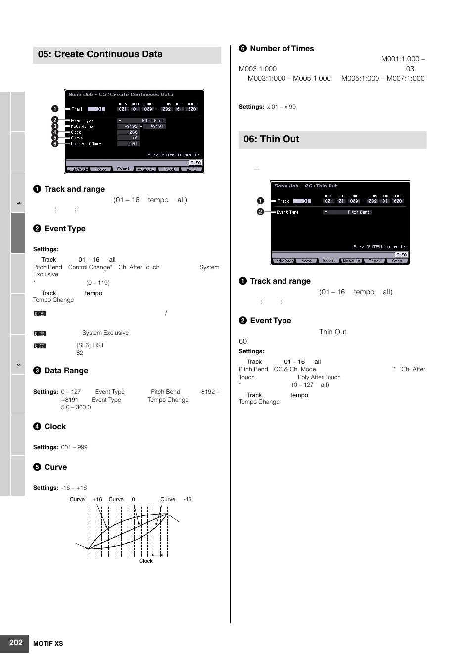 Create continuous data, Thin out | Yamaha MOTIF XS6 User Manual | Page 202 / 320