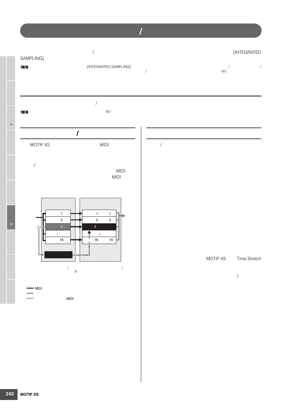 将音频录制到乐曲/样板（采样模式 | Yamaha MOTIF XS6 User Manual | Page 242 / 320
