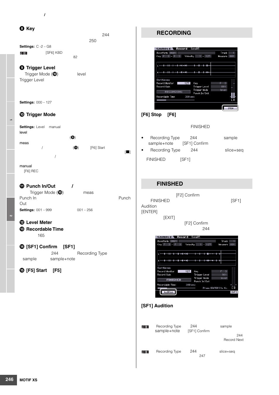 Recording finished | Yamaha MOTIF XS6 User Manual | Page 246 / 320